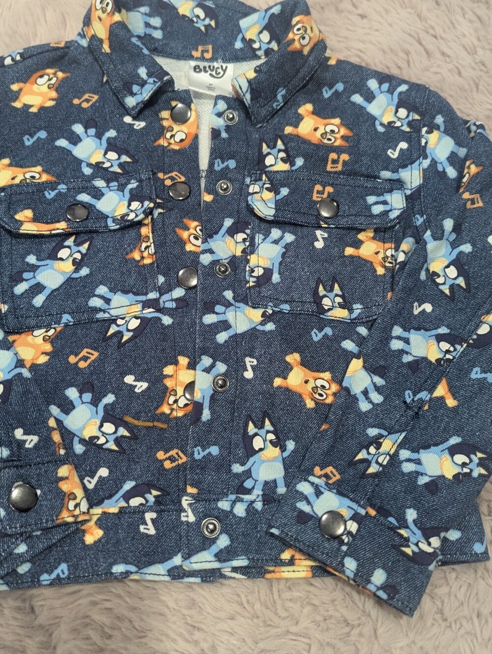 Bluey Kids' Blue Cartoon-Print Denim Jacket